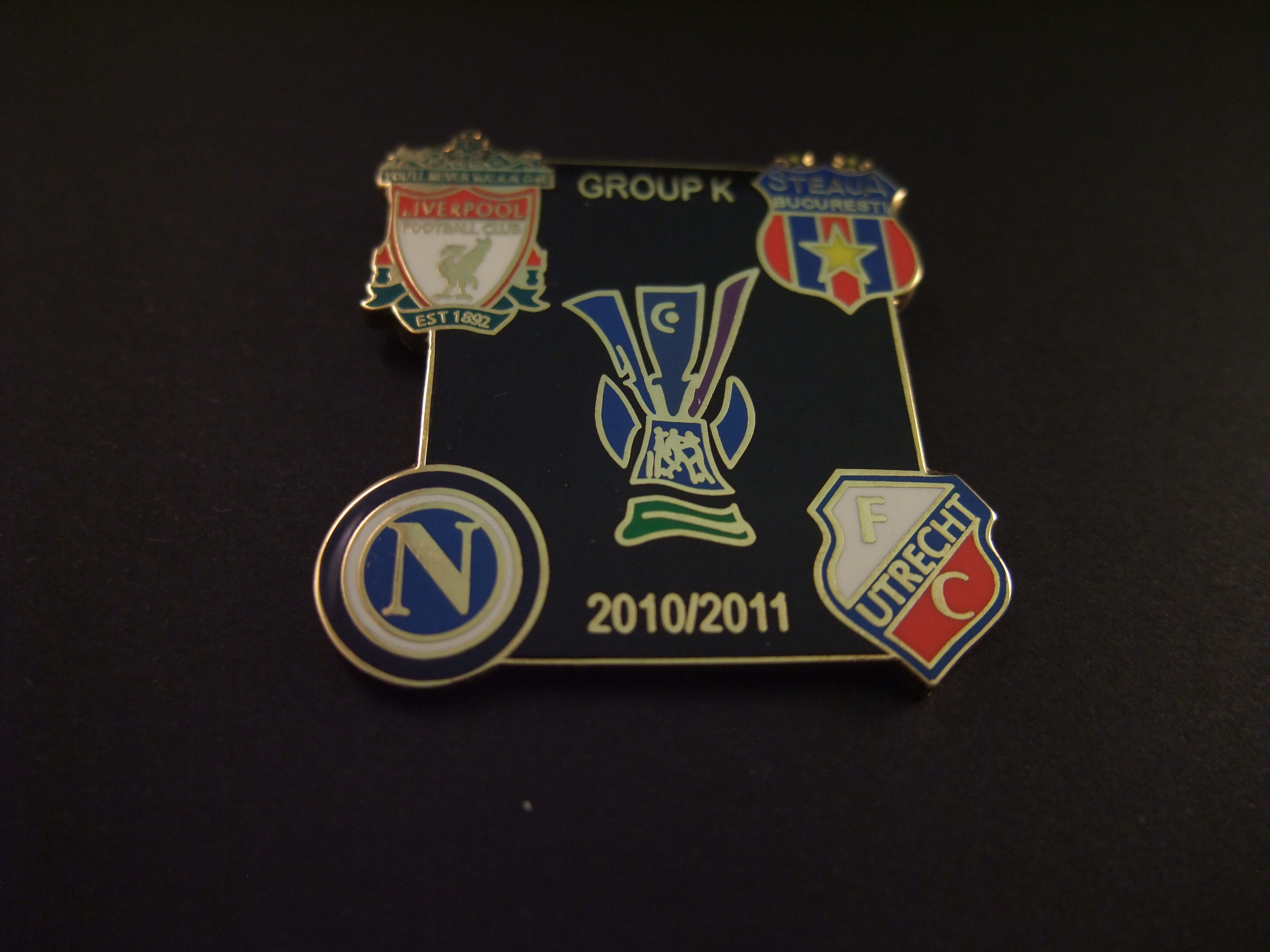 Europa League seizoen 2010-2011 Group K met Fc Utrecht , Liverpool, Steaua Boekarest,en Napoli zwart